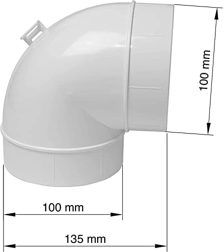 Системи за вентилатори 90 степени 4 инчен лакт - конектор за пластични канали - за флексибилно црево за вентилација на тркалезни