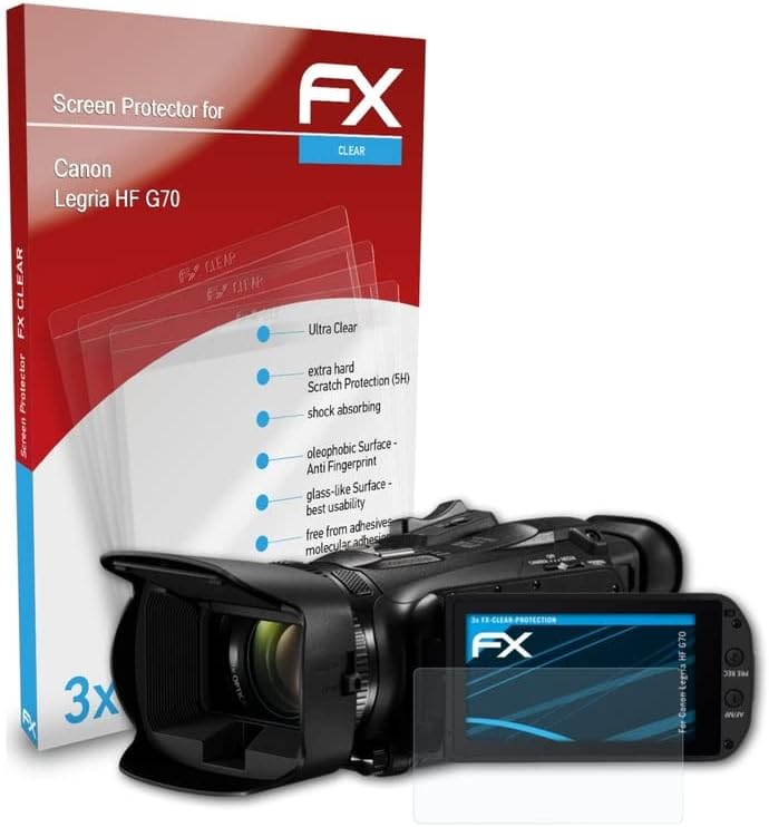 Филм за заштита на екранот Atfolix компатибилен со Canon Legria HF G70 заштитник на екранот, ултра-чист FX заштитен филм