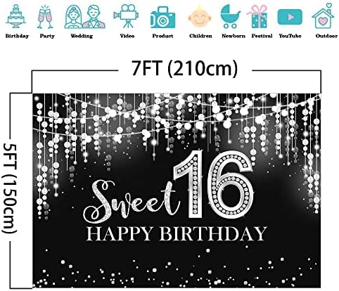 Mocsicka слатка 16 роденденска позадина сјај сребрена слатка шеснаесет позадина девојки 16 -ти роденденска забава торта табела за украсување