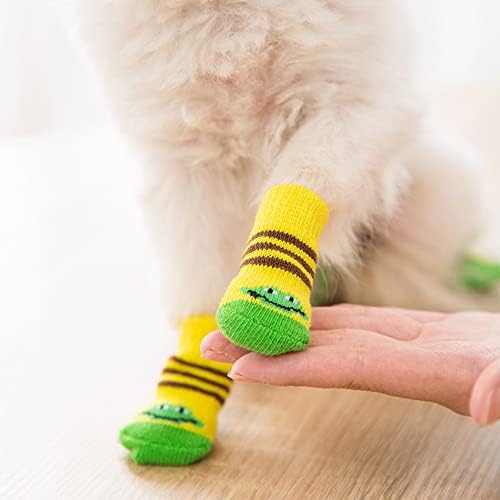 2 пара анти-лизгачки кучиња чорапи за миленичиња шепа за заштита на затворен стоп за лижење шепи за подови од дрвени предмети кои не