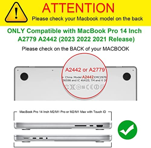 Финти Случај За Macbook Pro 14 Инчен A2779 A2442-Заштитно Прицврстување На Капакот На Тврдата Обвивка За Macbook Pro 14 M2 Pro / M2 Max