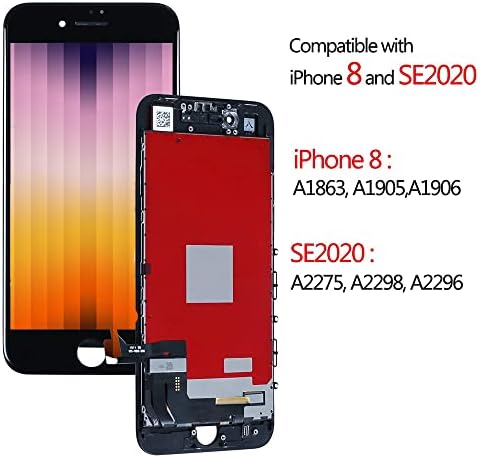 Ајаке за iPhone 8/SE 2020 Замена На Екранот Црна, Целосна Монтажа Мрежница Лцд Дигитализатор На Допир Со Алатки За Поправка за iPhone 8 SE2 A2275, A2298, A2296
