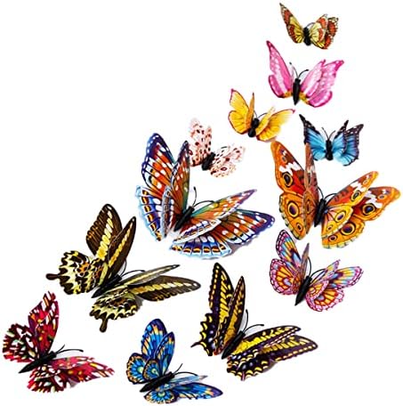 Кикаи Ксиаолу 3д Налепница За Ѕид Со Висока Симулација На Пеперутка, 12 парчиња Магнетна Прозрачна, Налепница Што Може Да Се Одвои, Декорација