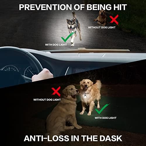 Светла за кучиња за ноќно одење - светло од јака од кучиња од 50 км, 3 режими што се полнат светло за кучиња, IP65 водоотпорно светло за