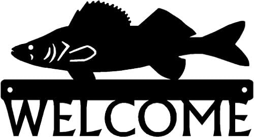 Знакот За Добредојде На Металната Пердувска Риба 12 инчи-Направен во САД. Влезната Врата Или Тремот