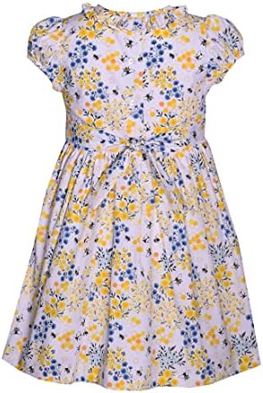 Велигденски фустан на Бони Jeanан Девојче - пролетен цветен пукнат фустан за бебето дете и мали девојчиња