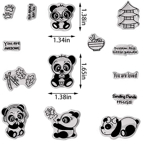Alibbon Panda јасни марки за правење картички и украси за албуми со фотографии, животински јасни марки, бамбус тестенини пагода зборови