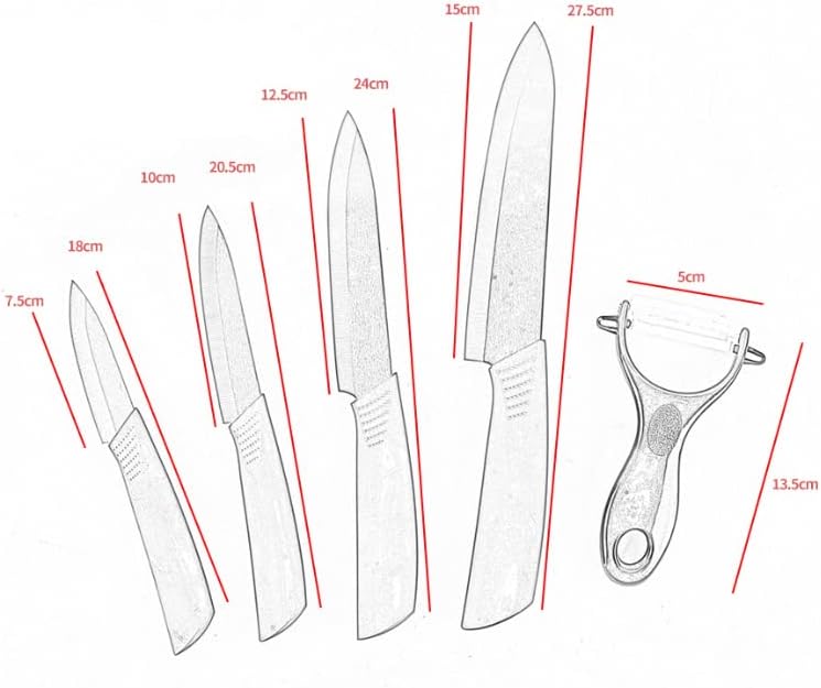 5 ПАРЧИЊА Комплет Керамички Нож Кујнски Нож Прибор За Јадење Комплет Со Акрилен Блок Готвач Нож За Сечење Нож Овошје Сечење Овошје Паре Лупење