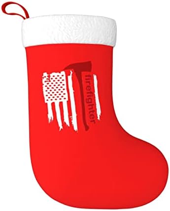Cutedwarf American Firefighter Cristma Codrings Божиќни украси на дрво Божиќни чорапи за Божиќни празнични забави подароци 18-инчи