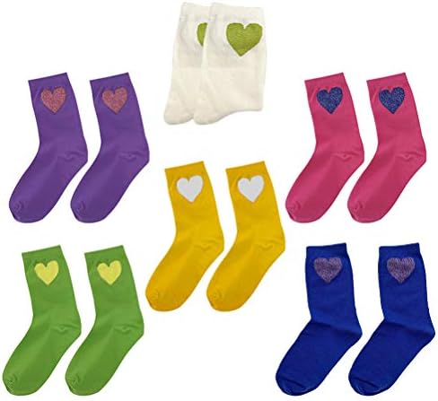 Галпада Божиќни чорапи 6 пара дизајн во форма на срце, чорапи со средна цевка