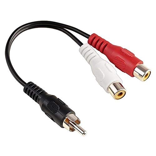 Монопроцес аудио/стерео кабел - 0,5 стапки - црна | RCA Plug/2 RCA Jack, моно извор до стерео систем и 6ft 2 RCA Plug/2 RCA Plug M/M