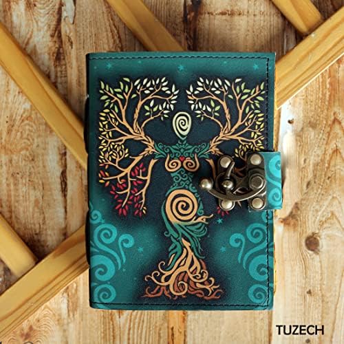 Tuzech празна магија книга на сенки Journalурнал со заклучување на затворачот на винтиџ хокус Покус рачно изработена кожа седум чакра дневник