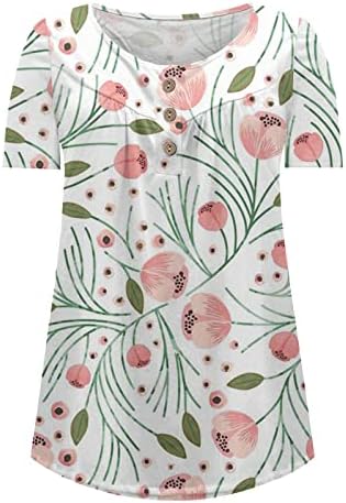 Цветна графичка блуза Camisole Tee за жени со краток ракав памучен брод со вратот салон Дупе тенок туника бистиер TG