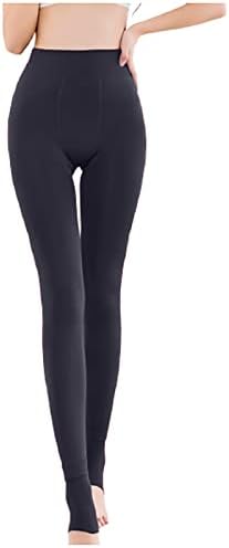 HCJKDU жени топли хеланки зимски руно поставени високи половини термички спортови обични јога нозе со џемпент пантало