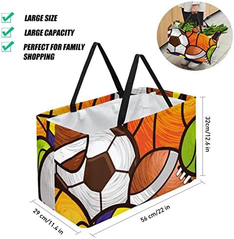 Повторно употребливи торби за намирници, фудбалска кошарка со топки, лесен рециклирање, торба со рачка за намирници