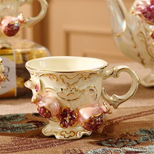 Три-димензионален калинка на калинка сет чај сет чаша чаша сет американско-англиски керамички цвет попладневен чај сет со послужавник