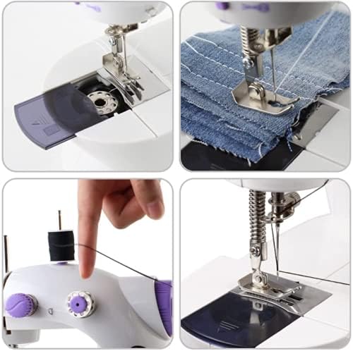 Машина за шиење на стабилно шиење на Qisebin, прилагодлива со двојна брзина, двојна линија за поправка на електрична занает, бела
