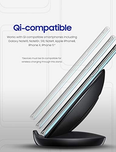 Samsung QI сертифициран Брз полнење на безжичен полнач за полнач со фан за ладење за избрани уреди Galaxy и Apple iPhone - американска