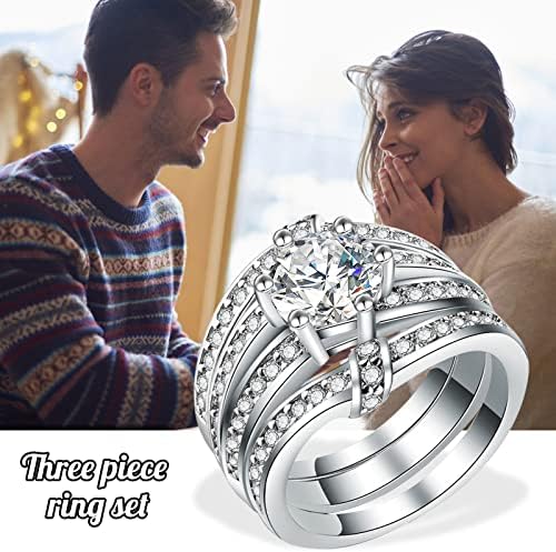 Womenенски ringsенски прстени мода 3 парчиња прстен за ангажман сет природен дијамантски прстени за роденденски подарок накит за накит венчален