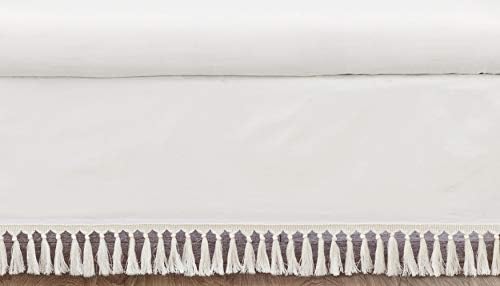 Слатка Jојо Дизајнс од слонова коска Неутрален бохо боемски девојче момче бебе расадник креветчето креветче прашина рафла - цврста боја беж крем од бела фарма куќа