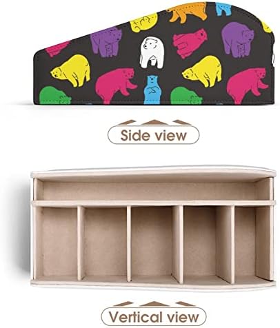 Боја за далечински управувач на поларна мечка, кутија за организатор на кожа со 6 оддели за складирање за спална соба за дневна соба