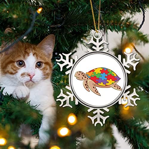 Свесност за аутизам Новина од метални снегулки украси Божиќни подароци Аутизам загатка желка
