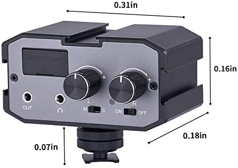 Аудио адаптер Comica DSLR, CVM-AX1 3,5 mm Двојна група Видео аудио миксер со мониторинг во реално време, миксер за фотоапарати за