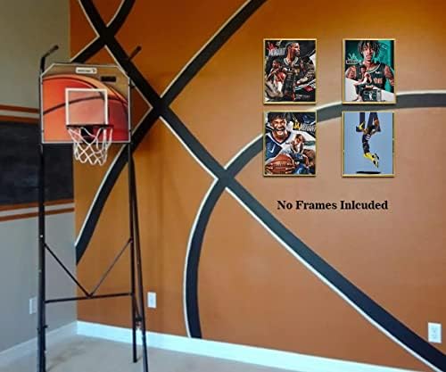 Tanxm ja morant постери, Memphis Grizzlies мотивациони спортски уметности, ja morant wallидна уметност за човечки пештерски момчиња декор од 4 (8 ”x10” ， нема рамка