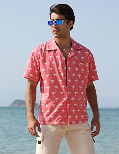 Менс Хавајски Алоха кошули со пакувања Цветни тропски плажа случајно копче надолу