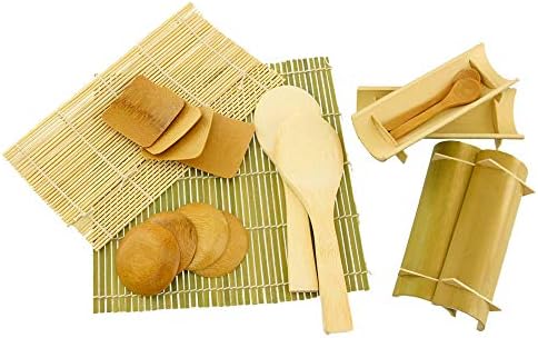 Bamboomn 15.3 Ханири Оке суши сад за ладење ориз/када со капак, 19 парчиња што прават комплет за додатоци за сервисирање - umамбо