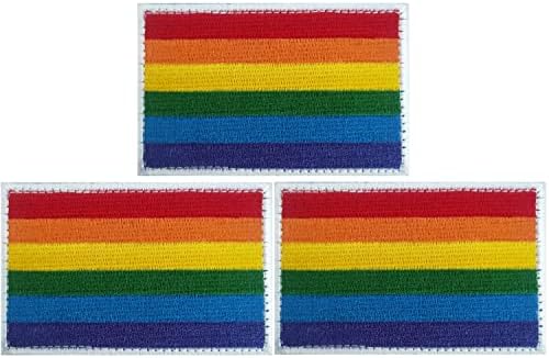 JAVD CYPS 3 PACK PRIDE PRIDE RAINBOW FLAG PATCH PRIDE Gay LGBT FLAGS ТАКТИЧКИ ПАТК ГРИДА ПРИДЕР ЗА КАПИ, тактички торби, јакни, воена лепенка за тимови за крпеница за облека за облека