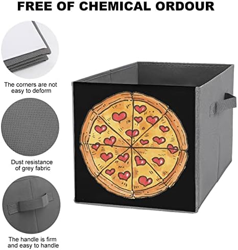 Пица Љубов Склопувачки Ткаенина За Складирање Корпи Коцки Организатор Преклопен Кутија Со Рачки