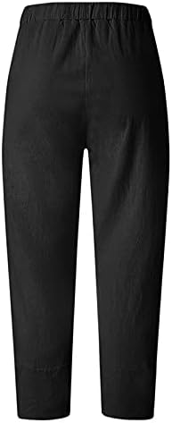 2023 памучни панталони за постелнина, лето високо половината широка нога палацо капри должина цветна печатена салон панталони за жени