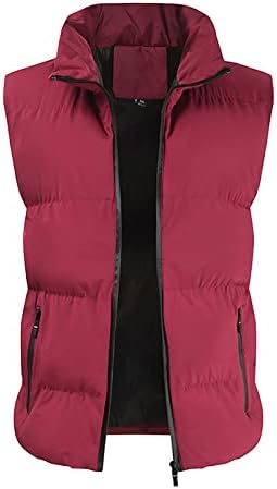 Fsakjkee Mens Crop Vest, модна зимска обложена крзна култура елек тактичка топла мекост надолу со палта тежина потда дожд палта