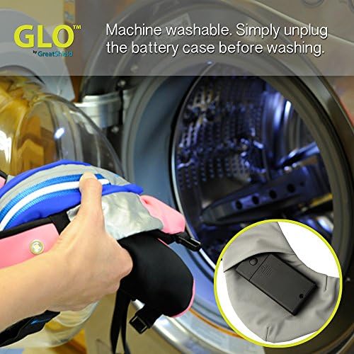 GreatShield Glo Вклучен елек со LED светла, лесен рефлексивен безбедносен елек со џеб на држачот на телефонот, опрема за водоотпорна