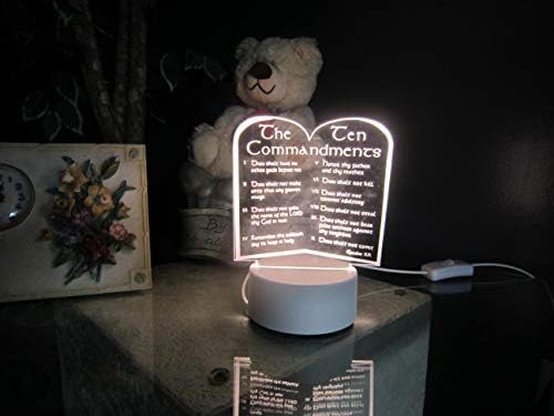 Jismu 3D LED Светилка 10 Заповеди Декоративна Светилка Најдобар Подарок за Него Или Неа