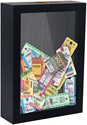 FramePro Ticket Shadow Box Top Vooting Display Case Case со слот на врвот, прилагодлив DIY сладок подарок, филмски патувања спортски настани концертни