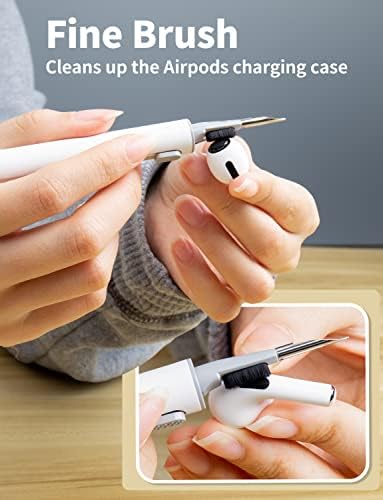 Чистач комплет за AirPods Pro 1 2 3, пенкало за чистење со повеќе функции со мека четка за безжични слушалки куќиште, телефон и други алатки за комплети за чистење на елект?