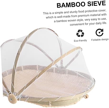 Yardwe 1pc Бамбус корпа за складирање микробранова храна покрива дрвени палети закуска фиока плетена корпа за складирање леб со капакот што може