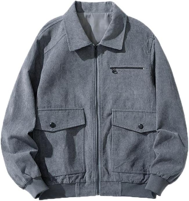 Машка цврста боја Каргорој јакна од карго -јакни со бомбардери со долги ракави палти воени јакна лапел надвор од количини мулти џебови