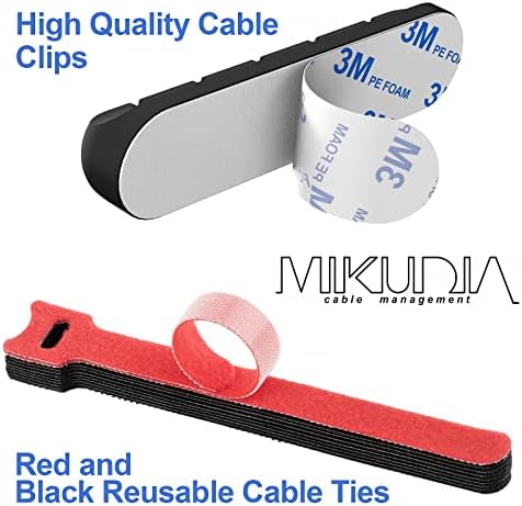 Држач на кабелот за биро од управување со кабел Микудија - 7 паметни кабелски клипови, држачи за кабел за биро дома или канцеларија доаѓа со 10
