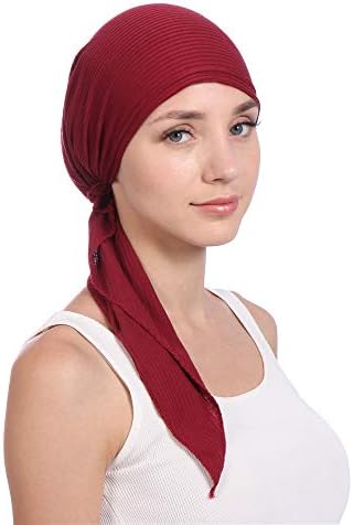Womenенски памук beanie турбан капа удобна муслиманска истегнување на турбан капа, тенка глава завиткана долга коса слаби хемо -бени