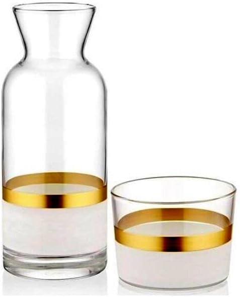 Cevvizz Bedidide Water Carafe со стакло сет -куп и шише за да се задржите до вашиот кревет за корисен пијалок на полноќ - стаклена карафе 24 мл/чаша