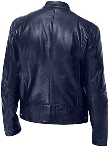 Dyguyth Faux кожа јакна мажи, бомбаш моторцикл јакна палто патент тенок шерпа наредена зимска топла надворешна облека со џеб