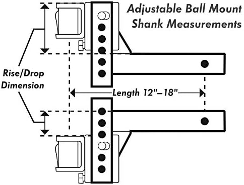Camco Eaz-Lift Ball Mount Shank | Се одликува со прилагодлив дизајн, обложена во прав и одговара на 2-инчен X 2-инчен приемник
