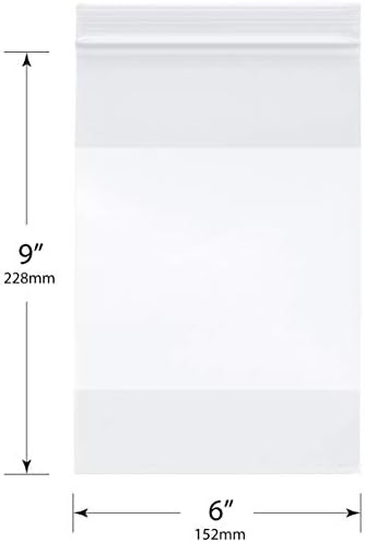 Плимор патент што може да се повлече од пластични кеси со бел блок, 2 мил, 6 x 9