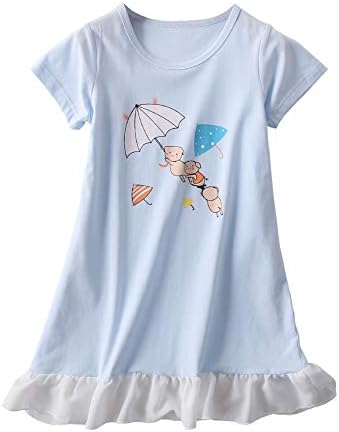 Џвон Мали Девојчиња Принцеза Ноќно Дете Летна Облека За Спиење Деца Пижами Со Кратки Ракави Фустани