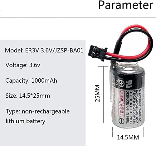 JZSP-BA01 ER3V 3.6 V 1000MAH PLC Литиумска Батерија За Toshiba ER3V/3.6 V Со Приклучок