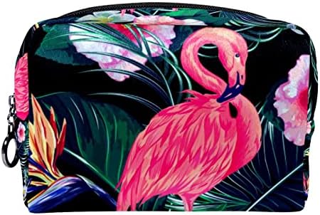 Тбуобт Козметички Патни Торби, Футрола За Шминка, Торба За Шминка За Тоалети, Фламинго Тропски Цвет Птица На Рајот