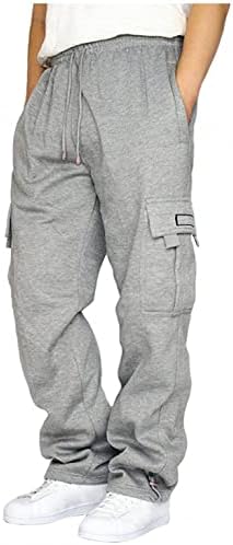 Uerуер машка тешка категорија за џемпери, руно, наредени со џебови, отворено дно панталони Еластични половини за влечење, буги џогери